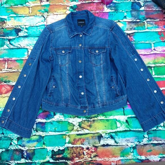 Liverpool Jackets & Blazers - Liverpool Bell Snap Sleeve Beckett Blue Denim Jean Jacket size Medium